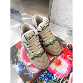 Gucci Winter Warm Wool High Top Sneakers For Men And Women Green
