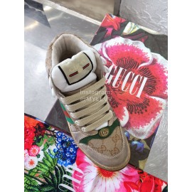 Gucci Winter Warm Wool High Top Sneakers For Men And Women Green