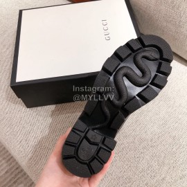 Gucci Winter Leather Wool High Heeled Boots For Women Black