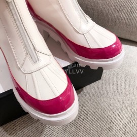 Gucci Winter Leather Wool High Heeled Boots For Women White