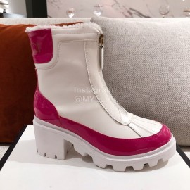 Gucci Winter Leather Wool High Heeled Boots For Women White