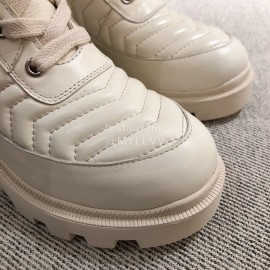 Gucci Winter White Leather Wool High Heeled Boots For Women