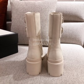 Gucci Winter White Leather Wool High Heeled Boots For Women