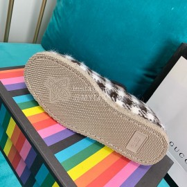 Gucci Winter Plaid Warm Wool Flat Heel Shoes For Women Black