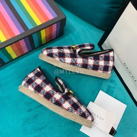 Gucci Winter New Plaid Warm Wool Flat Heel Shoes For Women