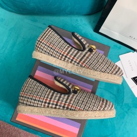 Gucci Winter Fashion Plaid Warm Wool Flat Heel Shoes For Women