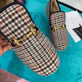Gucci Winter Fashion Plaid Warm Wool Flat Heel Shoes For Women