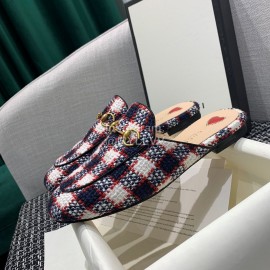 Gucci Winter Plaid Flat Heel Retro Sandals For Women Red