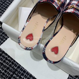 Gucci Winter Plaid Flat Heel Retro Sandals For Women Red