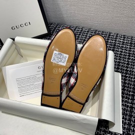 Gucci Winter Plaid Flat Heel Retro Sandals For Women Red