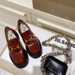 Gucci Calf Leather Thick Soles Loafers For Women Red