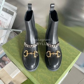 Gucci Autumn Winter New Horsebit Black Leather Chelsea Boots 