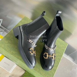 Gucci Autumn Winter New Horsebit Black Leather Chelsea Boots 