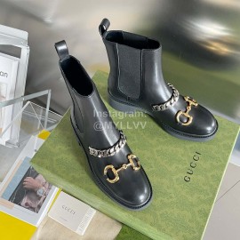 Gucci Autumn Winter New Horsebit Black Leather Chelsea Boots 