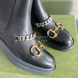 Gucci Autumn Winter New Horsebit Black Leather Chelsea Boots 