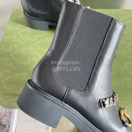 Gucci Autumn Winter New Horsebit Black Leather Chelsea Boots 