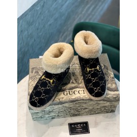 Gucci Winter Wool Horsebit Short Boots For Women Black