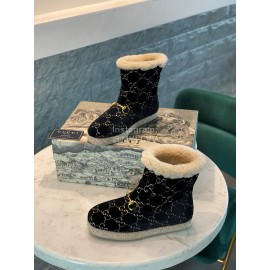 Gucci Winter Wool Horsebit Short Boots For Women Black