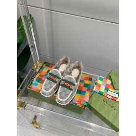 Gucci Classic Jacquard Horsebit Loafers For Women Blue