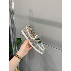 Gucci Classic Jacquard Horsebit Loafers For Women Blue