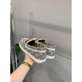 Gucci Classic Jacquard Horsebit Loafers For Women Blue