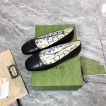 Gucci Carved Double G Flat Ballet Shoes For Women Black