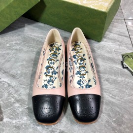 Gucci Carved Double G Flat Ballet Shoes For Women Pink