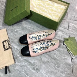Gucci Carved Double G Flat Ballet Shoes For Women Pink