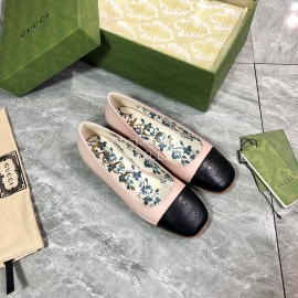 Gucci Carved Double G Flat Ballet Shoes For Women Pink