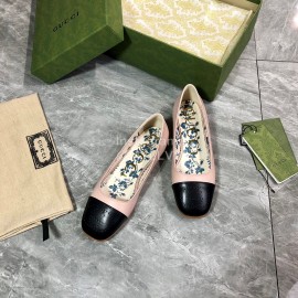 Gucci Carved Double G Flat Ballet Shoes For Women Pink