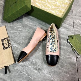 Gucci Carved Double G Flat Ballet Shoes For Women Pink
