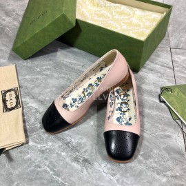 Gucci Carved Double G Flat Ballet Shoes For Women Pink