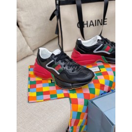 Gucci Calf Leather Thick Soled Sneakers For Men And Women Black