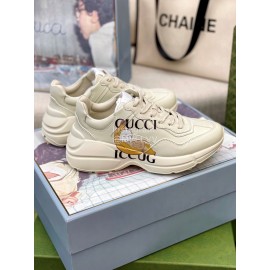 Gucci Calf Leather Thick Soled Sneakers For Men And Women
