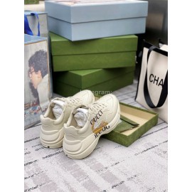 Gucci Calf Leather Thick Soled Sneakers For Men And Women