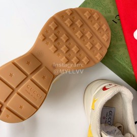 Gucci Calf Leather Yellow Star Thick Soled Casual Sneakers For Men And Women