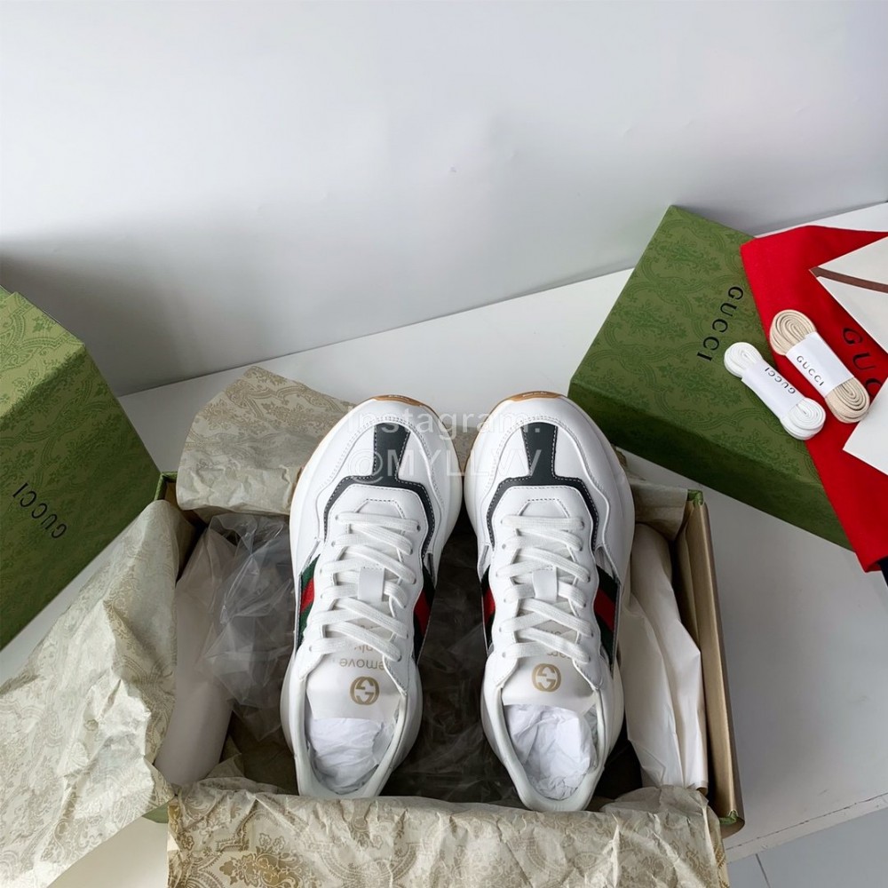 Gucci Calf Leather Thick Soled Casual Sneakers For Men And Women