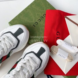 Gucci Calf Leather Thick Soled Casual Sneakers For Men And Women
