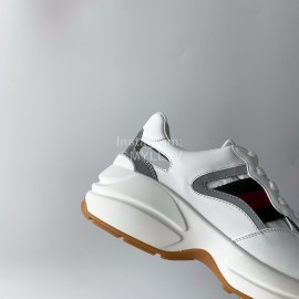 Gucci Calf Leather Thick Soled Casual Sneakers For Men And Women