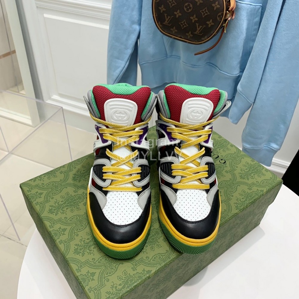 Gucci Calf Leather High Top Sneakers For Men And Women Gray