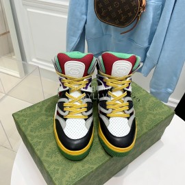 Gucci Calf Leather High Top Sneakers For Men And Women Gray