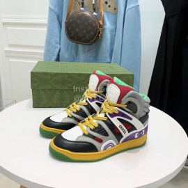 Gucci Calf Leather High Top Sneakers For Men And Women Gray