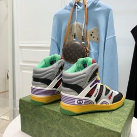 Gucci Calf Leather High Top Sneakers For Men And Women Gray