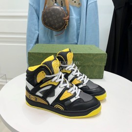 Gucci Calf Leather High Top Sneakers For Men And Women Black