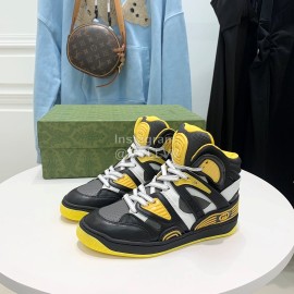 Gucci Calf Leather High Top Sneakers For Men And Women Black