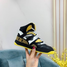 Gucci Calf Leather High Top Sneakers For Men And Women Black