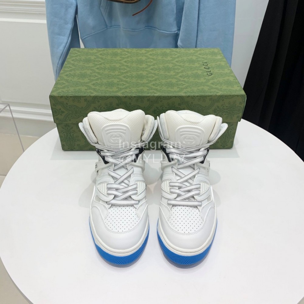 Gucci Calf Leather High Top Sneakers For Men And Women White