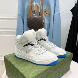 Gucci Calf Leather High Top Sneakers For Men And Women White