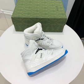 Gucci Calf Leather High Top Sneakers For Men And Women White