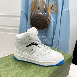 Gucci Calf Leather High Top Sneakers For Men And Women White